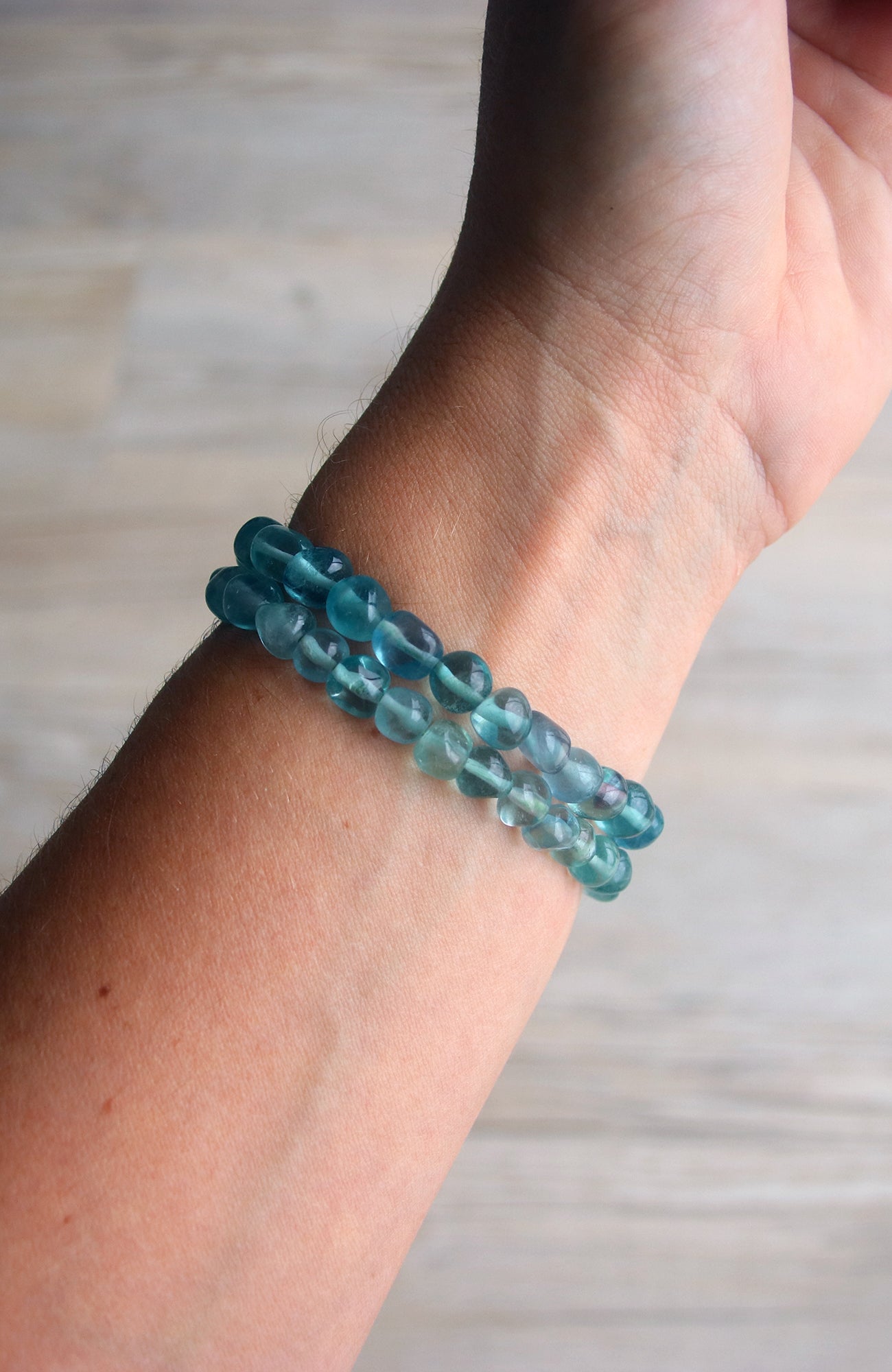 Blue Fluorite Nugget 9mm Bracelet